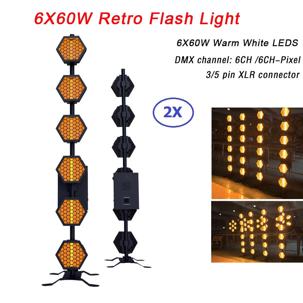 2Pcs Dj Equipment LED Retro Flash Light 6X60W Warm White LED Stage Light DMX Controller Disco Lights Lumiere Dj Effet Led Light
2Pcs Dj Equipment LED Retro Flash Light 6X60W Warm White LED Stage Light DMX Controller Disco Lights Lumiere Dj Effet Led Light