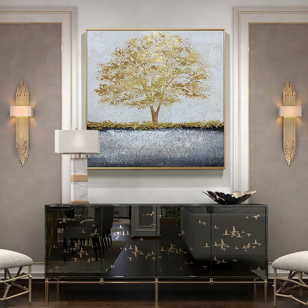 Handmade Golden Abstract Tree Oil Painting On Canvas Hand Painted Modern Canvas Wall Art Living Room Home Decorative Paintings
Handmade Golden Abstract Tree Oil Painting On Canvas Hand Painted Modern Canvas Wall Art Living Room Home Decorative Paintings