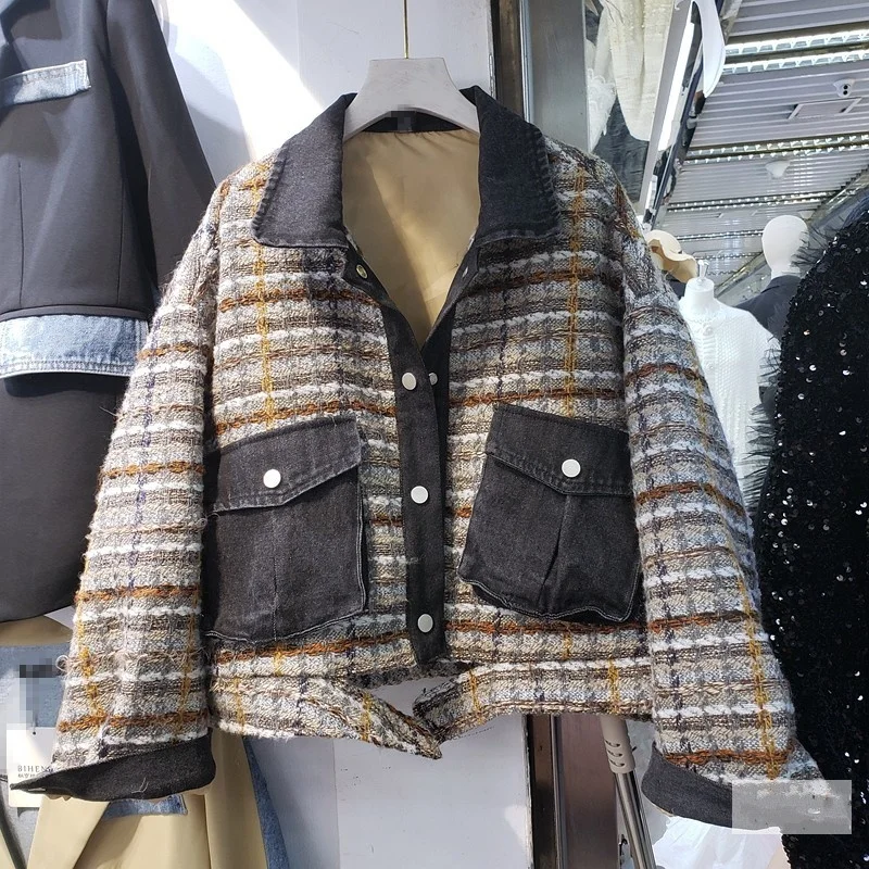 Coat Women Loose Denim Jacket Patchwork Plaid Single Breasted Spring Autumn Female Batwing Sleeve Casual Hip Hop Jacket Outwear
Coat Women Loose Denim Jacket Patchwork Plaid Single Breasted Spring Autumn Female Batwing Sleeve Casual Hip Hop Jacket Outwear