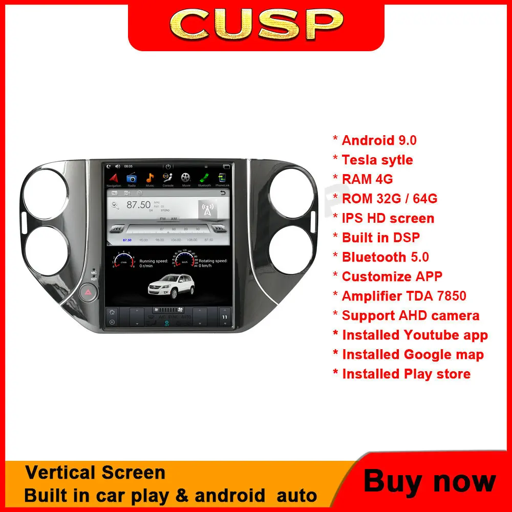 For Volkswagen VW Tiguan 2010-2016 Android 9 Tesla screen Build in DSP Carplay Navi Car Multimedia Radio Player CUSP head unit
For Volkswagen VW Tiguan 2010-2016 Android 9 Tesla screen Build in DSP Carplay Navi Car Multimedia Radio Player CUSP head unit