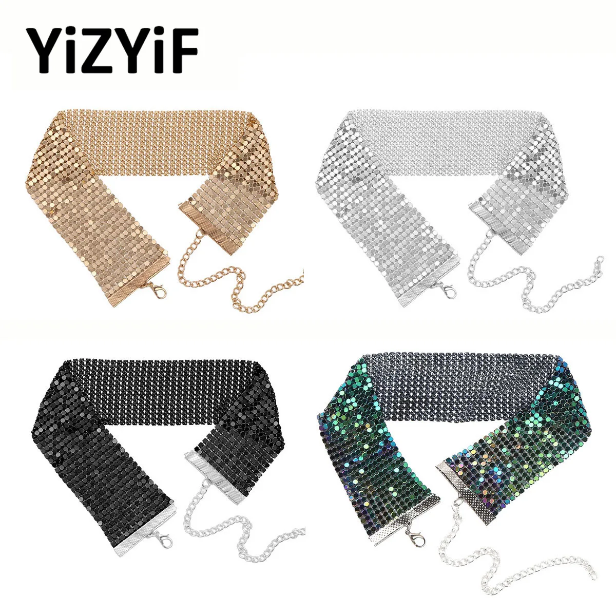 Women Glitter Shiny Chain Punk Goth Metal Choker Collar Necklace Femme Club Rave Chic Choker Necklace Jewelry Accessories
Women Glitter Shiny Chain Punk Goth Metal Choker Collar Necklace Femme Club Rave Chic Choker Necklace Jewelry Accessories