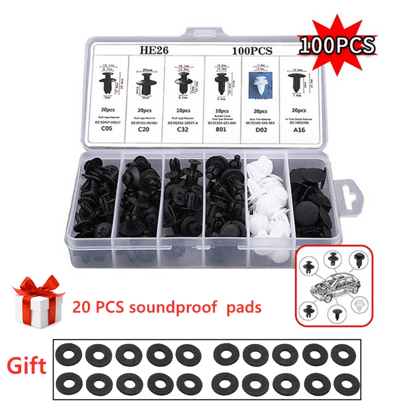 100pcs Mixed Auto Fastener Clip Car Body Push Retainer Pin Rivet Bumper Door Trim Panel Retainer Fastener Kit Car Accessories
100pcs Mixed Auto Fastener Clip Car Body Push Retainer Pin Rivet Bumper Door Trim Panel Retainer Fastener Kit Car Accessories