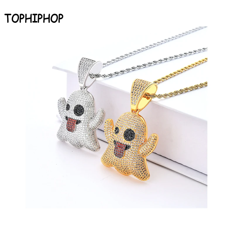 TOPHIPHOP Hip-Hop Ghost Face Pendant Necklace with Rope Chain Gold Silver Cubic Zirconia Hip Hop Jewelry for Men and Women
TOPHIPHOP Hip-Hop Ghost Face Pendant Necklace with Rope Chain Gold Silver Cubic Zirconia Hip Hop Jewelry for Men and Women