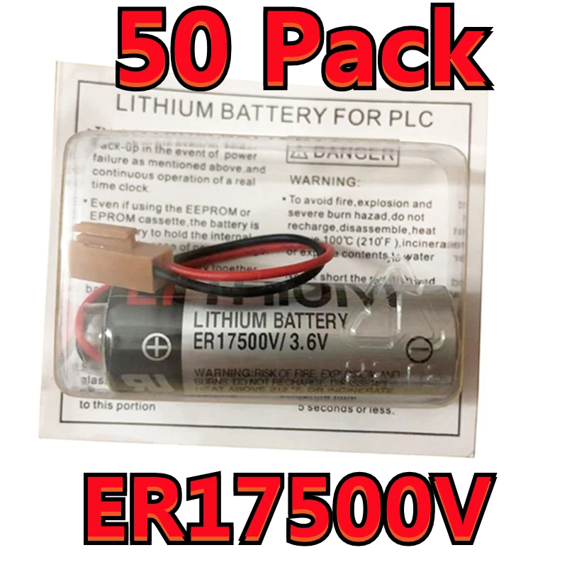 50 упаковок, новый оригинальный литиевый аккумулятор для TOSHIBA ER17500V PLC с разъемами FANAC (настраиваемый штекер)
50 упаковок, новый оригинальный литиевый аккумулятор для TOSHIBA ER17500V PLC с разъемами FANAC (настраиваемый штекер)