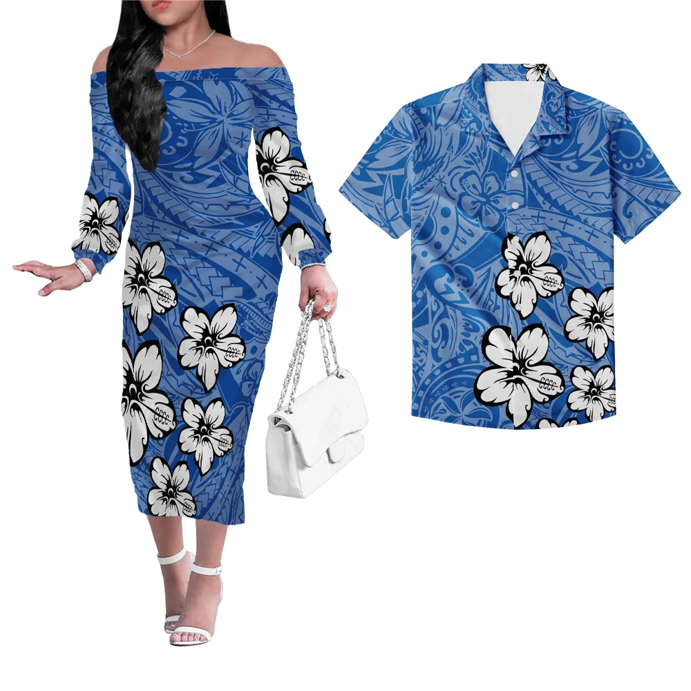 Polynesian Tribal Design Half Shoulder Dresses And Men's Shirts Puletasi Summer Beach Couple Travel Outfit Blue Printing New
Polynesian Tribal Design Half Shoulder Dresses And Men's Shirts Puletasi Summer Beach Couple Travel Outfit Blue Printing New