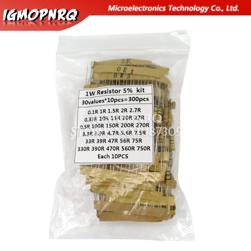 300PCS Resistor Kit 1W 5% 30values X 10PCS Carbon Film Resistance 0.1-750 ohm Set
300PCS Resistor Kit 1W 5% 30values X 10PCS Carbon Film Resistance 0.1-750 ohm Set
