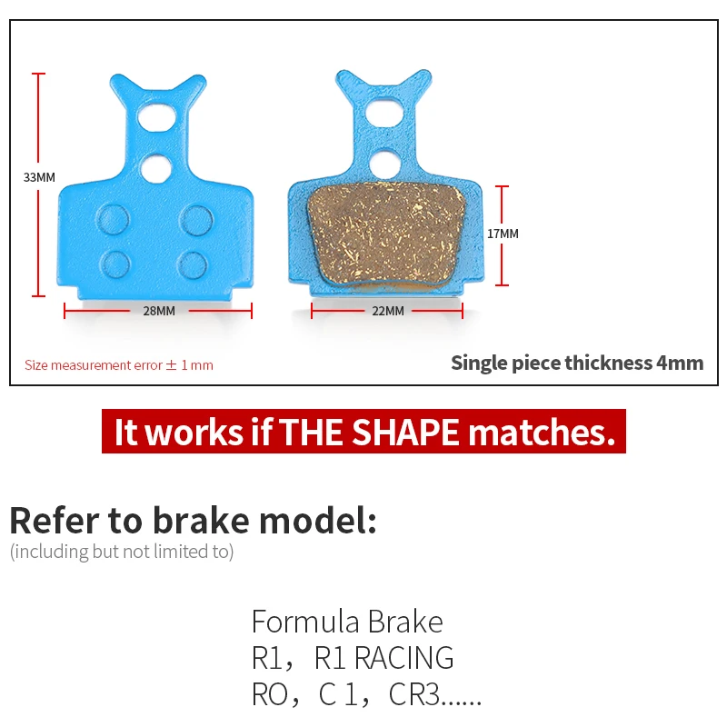 4 Pairs of Blue Multi Copper Bicycle Brake Pads, Suitable For Mega Formula Disc Brake, r1r, R1, RO, Rx, T1, C1
4 Pairs of Blue Multi Copper Bicycle Brake Pads, Suitable For Mega Formula Disc Brake, r1r, R1, RO, Rx, T1, C1