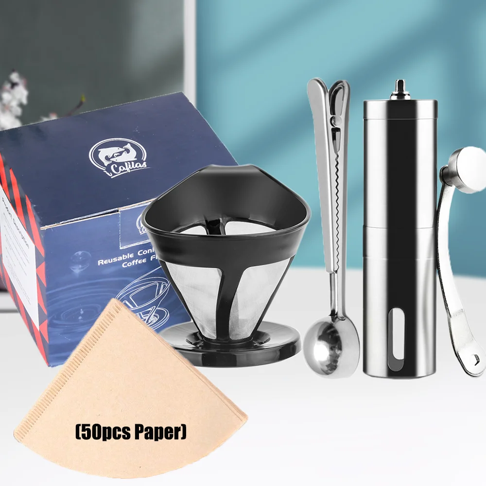 Coffee Dripper Engine V-60 Style Coffee Drip Filter Cup Permanent Pour Over Coffee Maker with Disposible Paper Spoon and Grinder
Coffee Dripper Engine V-60 Style Coffee Drip Filter Cup Permanent Pour Over Coffee Maker with Disposible Paper Spoon and Grinder