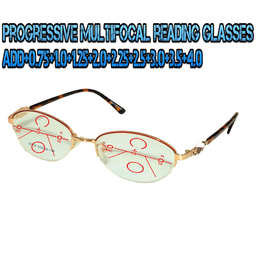 Progressive Multifocal Anti Blue Light Reading Glasses Oval Halfrim Women High Quality Tr90+1.0 +1.5 +1.75 +2.0 +2.5 +3 +3.5 +4
Progressive Multifocal Anti Blue Light Reading Glasses Oval Halfrim Women High Quality Tr90+1.0 +1.5 +1.75 +2.0 +2.5 +3 +3.5 +4