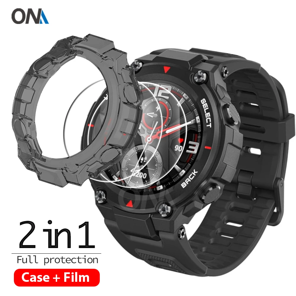 2-in-1 Protector Case + Screen Protector for Huami Amazfit T-REX Soft TPU Protective Cover Tempered Glass Film for Amazfit T-REX
2-in-1 Protector Case + Screen Protector for Huami Amazfit T-REX Soft TPU Protective Cover Tempered Glass Film for Amazfit T-REX