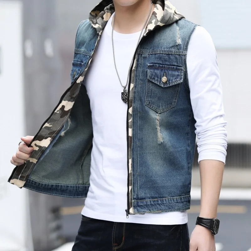 Outdoor Men Hooded Camouflage Denim Vest Spring Autumn Short Casual Waistcoat Slim Sleeveless Cargo Jacket Male Plus Size 4XL
Outdoor Men Hooded Camouflage Denim Vest Spring Autumn Short Casual Waistcoat Slim Sleeveless Cargo Jacket Male Plus Size 4XL