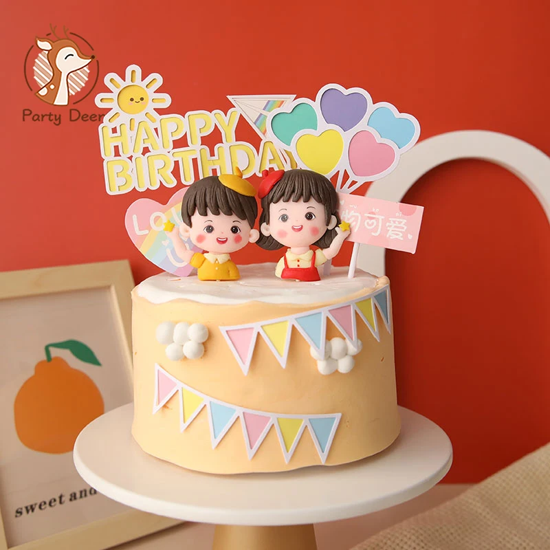 Yellow Red Cartoon Boy and Girl with hat Cake Topper for Happy Birthday Party Children's Day Baking Decoration Dessert Supplies
Yellow Red Cartoon Boy and Girl with hat Cake Topper for Happy Birthday Party Children's Day Baking Decoration Dessert Supplies