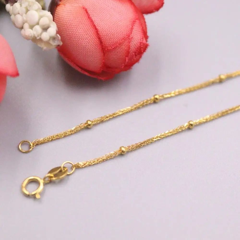 Real 18K Yellow Gold Chain For Women Female 1.8mm Smooth Bead with Wheat Link Chain Necklace 42cm Length Au750
Real 18K Yellow Gold Chain For Women Female 1.8mm Smooth Bead with Wheat Link Chain Necklace 42cm Length Au750