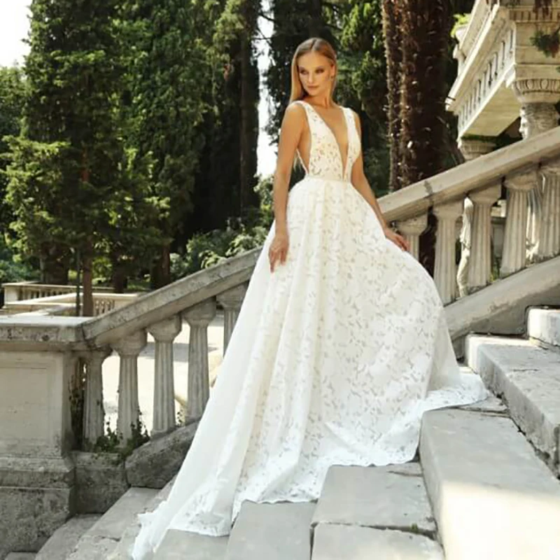 2022 Graceful V Neck Beach Wedding Dresses Backless Lace Bridal Gowns Vestido De Novia
2022 Graceful V Neck Beach Wedding Dresses Backless Lace Bridal Gowns Vestido De Novia