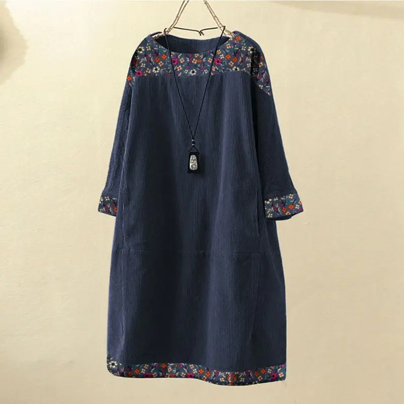 New Autumn Large Size Casual Dress 5XL Fashion Women's Round Neck Long Sleeve Pocket Corduroy Printed Dress
New Autumn Large Size Casual Dress 5XL Fashion Women's Round Neck Long Sleeve Pocket Corduroy Printed Dress