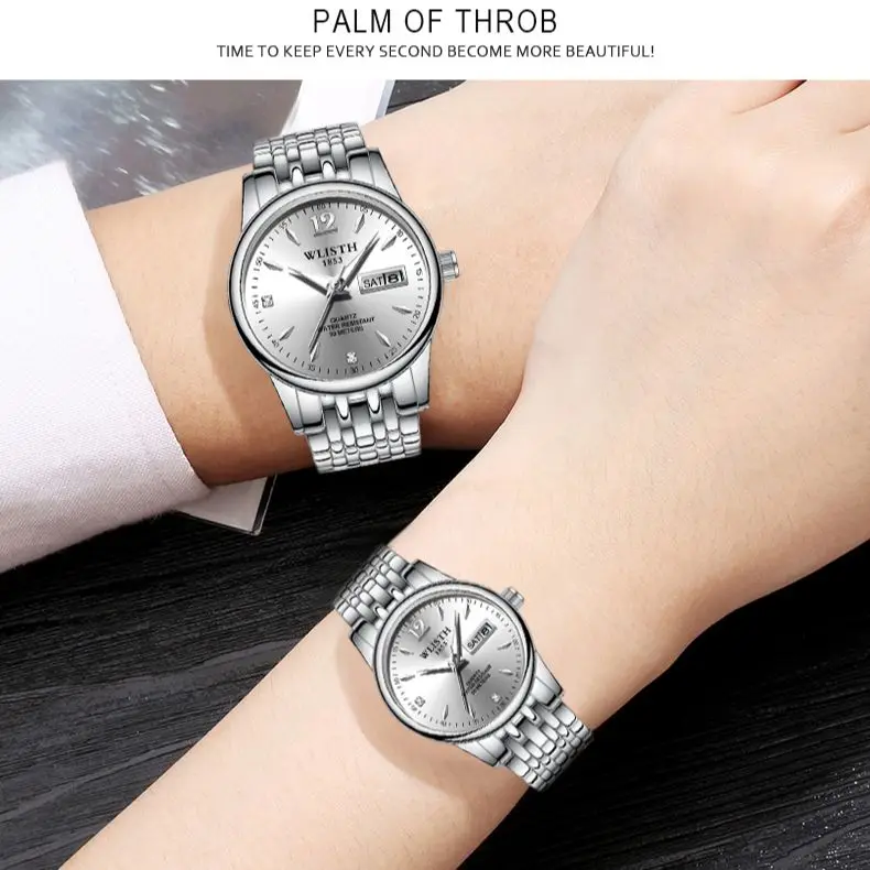 Romantic Classic Couple Gift Watches WLISTH Full Steel Luminous Quartz Men's And Women's Date Wristwatches Ladies Elegant Clock
Romantic Classic Couple Gift Watches WLISTH Full Steel Luminous Quartz Men's And Women's Date Wristwatches Ladies Elegant Clock