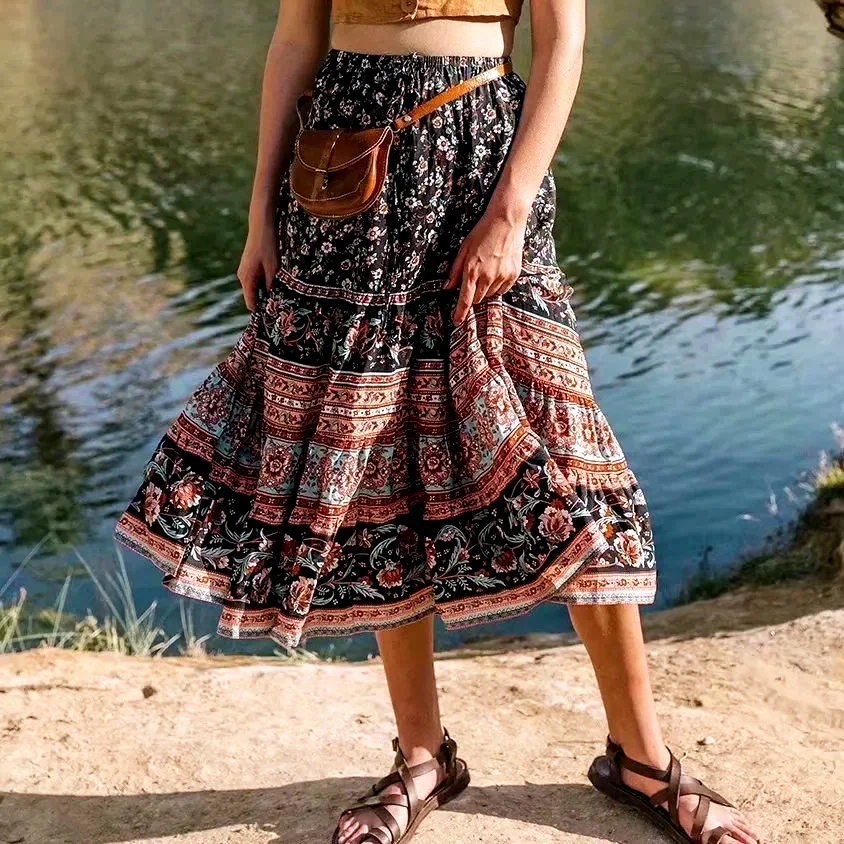 GypsyLady Floral Print Pleated Boho Skirt Summer Women Long Skirts Ruffles Elastic Waist Holiday Female Ladies Casual Chic Skirt
GypsyLady Floral Print Pleated Boho Skirt Summer Women Long Skirts Ruffles Elastic Waist Holiday Female Ladies Casual Chic Skirt