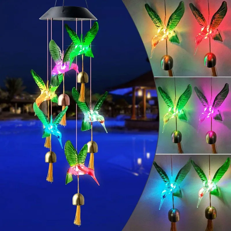 Green Hummingbird Solar Wind Chime Bell Wind Chime Solar Garden Light Changing Color Waterproof For Home Party Outdoor Decor
Green Hummingbird Solar Wind Chime Bell Wind Chime Solar Garden Light Changing Color Waterproof For Home Party Outdoor Decor