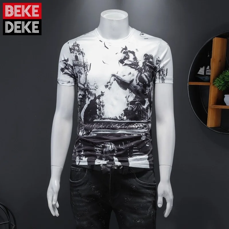 Mens New Vintage Short Sleeve T-Shirts Slim Large Size Print Design Casual Summer Korean Style Fashion Pullover T-Shirts
Mens New Vintage Short Sleeve T-Shirts Slim Large Size Print Design Casual Summer Korean Style Fashion Pullover T-Shirts