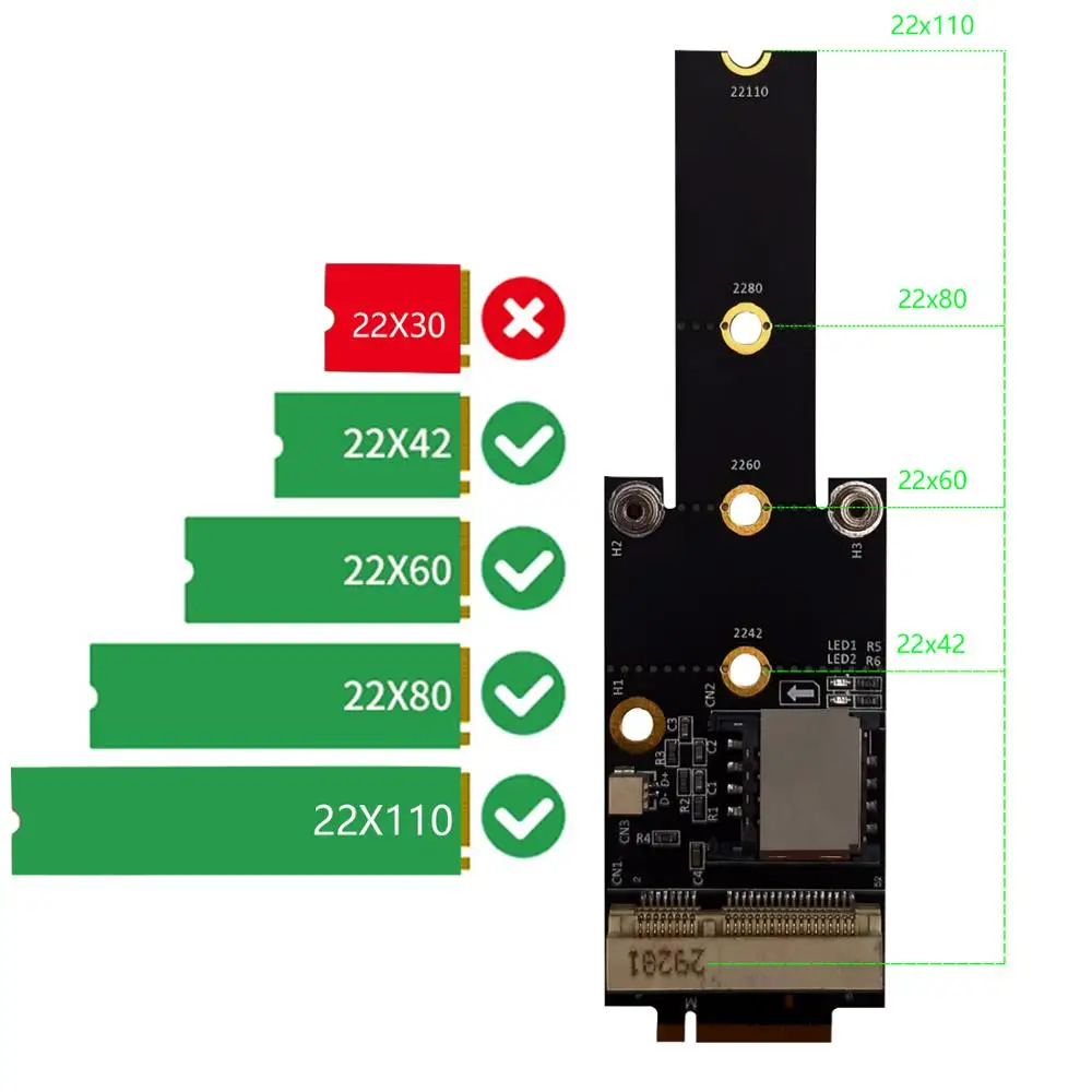 Мини-адаптер PCI-E для M.2(NGFF ) key M со слотом для SIM-карты для модуля Wi-Fi/WWAN/LTE
Мини-адаптер PCI-E для M.2(NGFF ) key M со слотом для SIM-карты для модуля Wi-Fi/WWAN/LTE