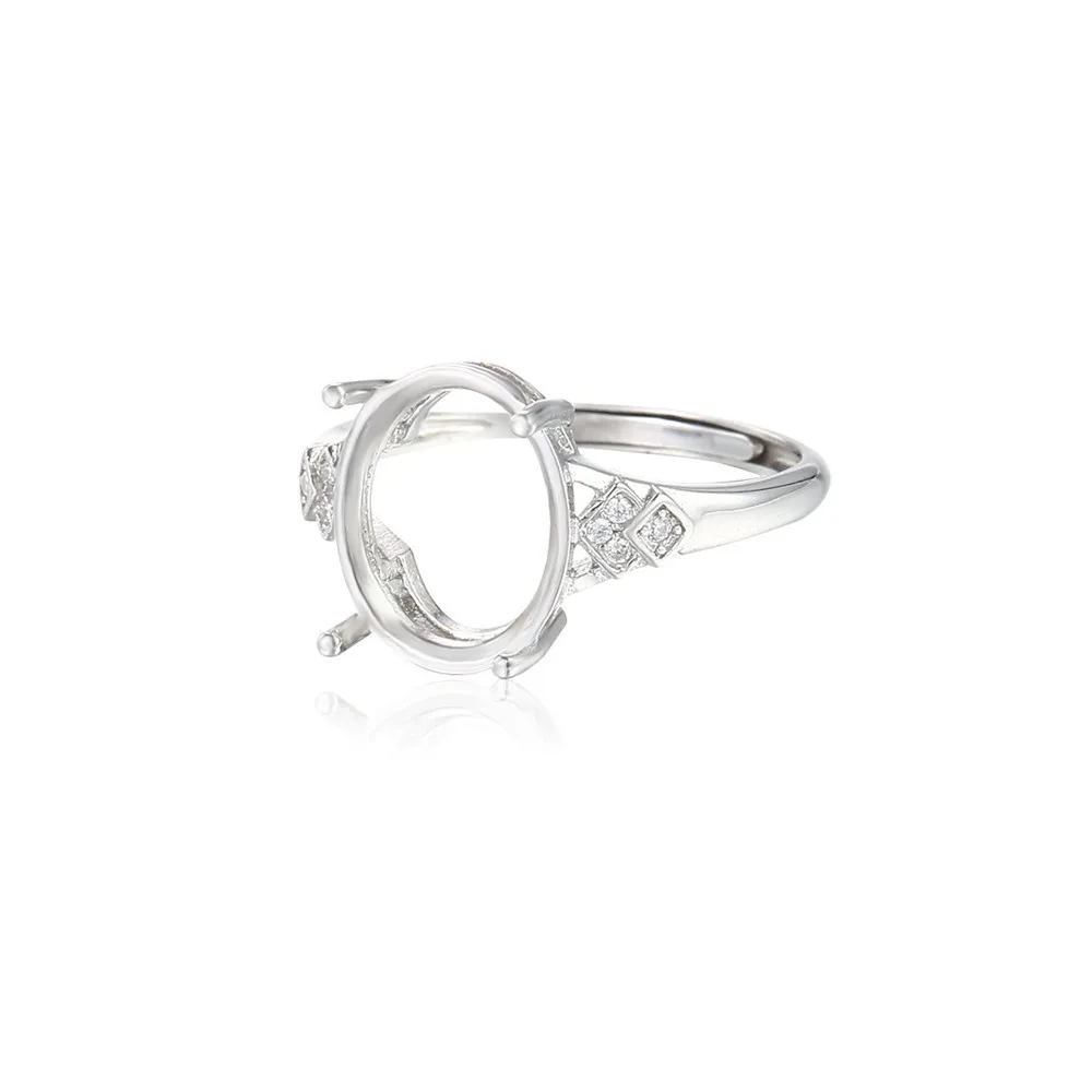 Ring Setting for 10x12mm Oval Cabochons Ring Base White Gold Plated 925 Silver Zircon Adjustable Ring Blank SR0212
Ring Setting for 10x12mm Oval Cabochons Ring Base White Gold Plated 925 Silver Zircon Adjustable Ring Blank SR0212