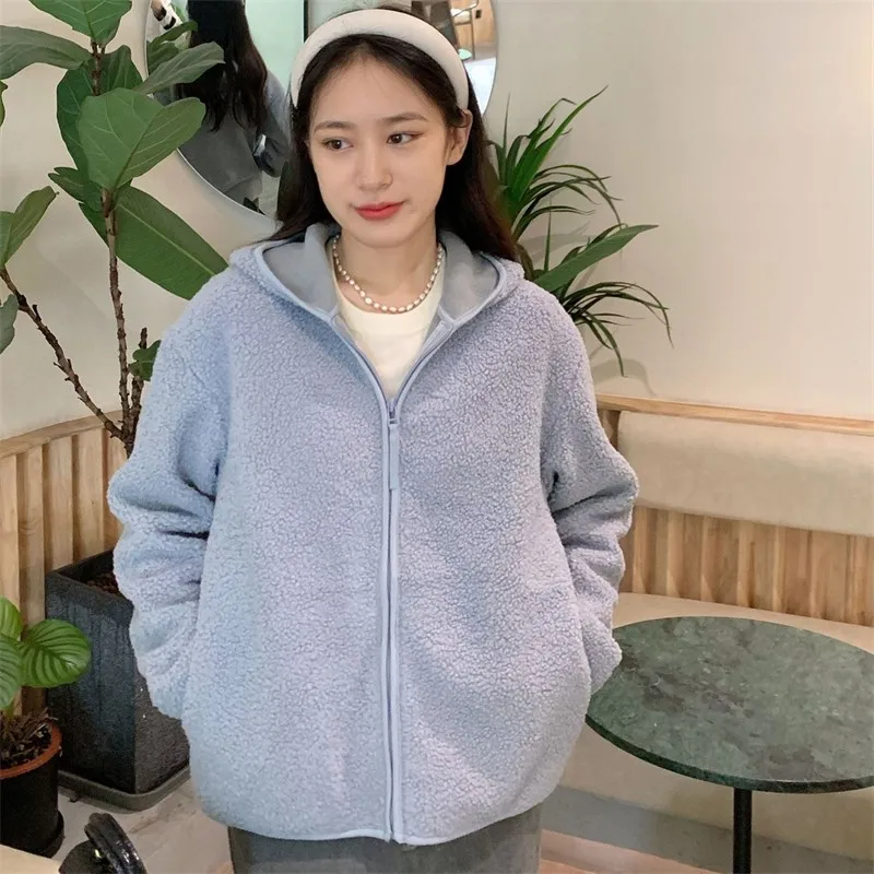 Thicken Cashmere Warm Loose Hooded Zipper Jacket Casual Coat Women's Autumn Winter Ladies Top Fashion Faux Soft Female Hooded
Thicken Cashmere Warm Loose Hooded Zipper Jacket Casual Coat Women's Autumn Winter Ladies Top Fashion Faux Soft Female Hooded