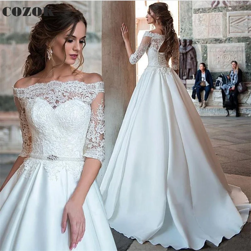 Elegant Wedding Dresses for Women Ball Gown Half Sleeve Satin Lace Beaded Formal Bridal Gowns CO109I
Elegant Wedding Dresses for Women Ball Gown Half Sleeve Satin Lace Beaded Formal Bridal Gowns CO109I