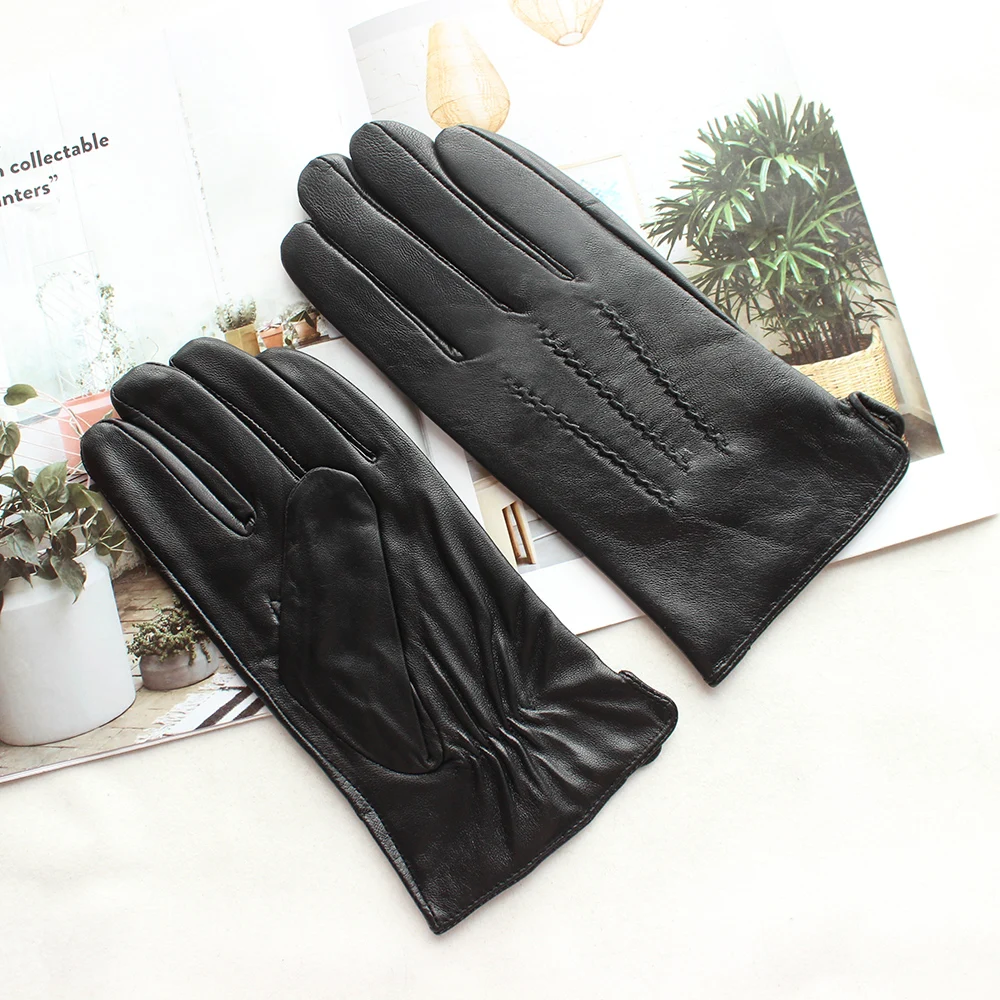 Перчатки мужские короткие из овечьей кожи, ветрозащитные и теплые 
Перчатки мужские короткие из овечьей кожи, ветрозащитные и теплые