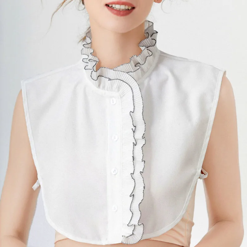 White Ruffle Fake Collar Women Detachable Collars Stand Vintage Stand Ladies Lapel Tie False Collars Woman Hooded Half Shirt
White Ruffle Fake Collar Women Detachable Collars Stand Vintage Stand Ladies Lapel Tie False Collars Woman Hooded Half Shirt