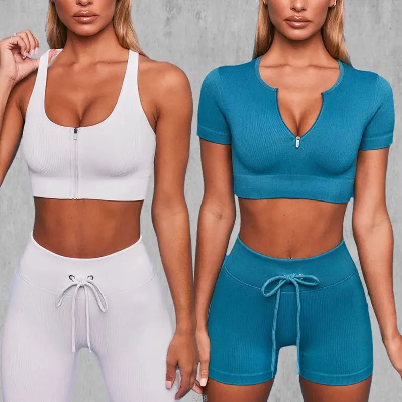 2022 New Threaded Sports Zipper Vest Yoga Short Sleeve Drawstring Shorts Fitness Trousers Yoga Suit Four Piece Suit
2022 New Threaded Sports Zipper Vest Yoga Short Sleeve Drawstring Shorts Fitness Trousers Yoga Suit Four Piece Suit
