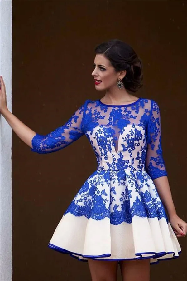 Royal Blue Lace Short Prom party gown 2023 Half Sleeve Homecoming vestido de noiva robe de soiree mother of the bride dresses
Royal Blue Lace Short Prom party gown 2023 Half Sleeve Homecoming vestido de noiva robe de soiree mother of the bride dresses