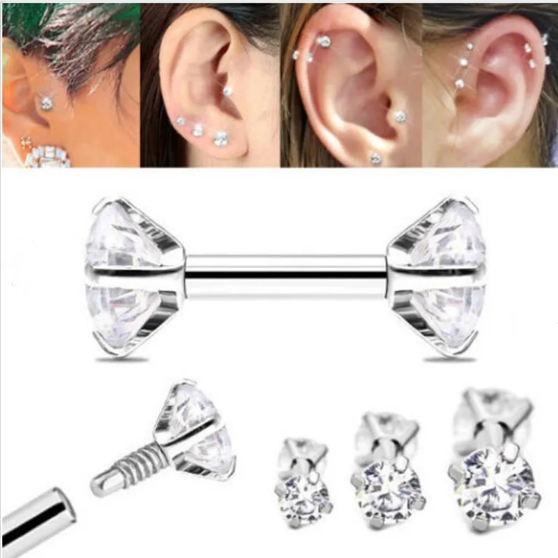 50pcs Body Jewelry Piercing Stainless Steel16G Clear CZ Earring Internally Thread Ear Helix Bar Cartilage Tragus Diath Studs
50pcs Body Jewelry Piercing Stainless Steel16G Clear CZ Earring Internally Thread Ear Helix Bar Cartilage Tragus Diath Studs