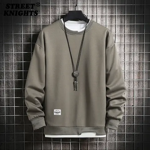 Hot 2023 New Spring Autumn Solid Color Casual Mens Sweatshirts Men Fashion Harajuku Streetwear Hoodies Sweatshirt Tops