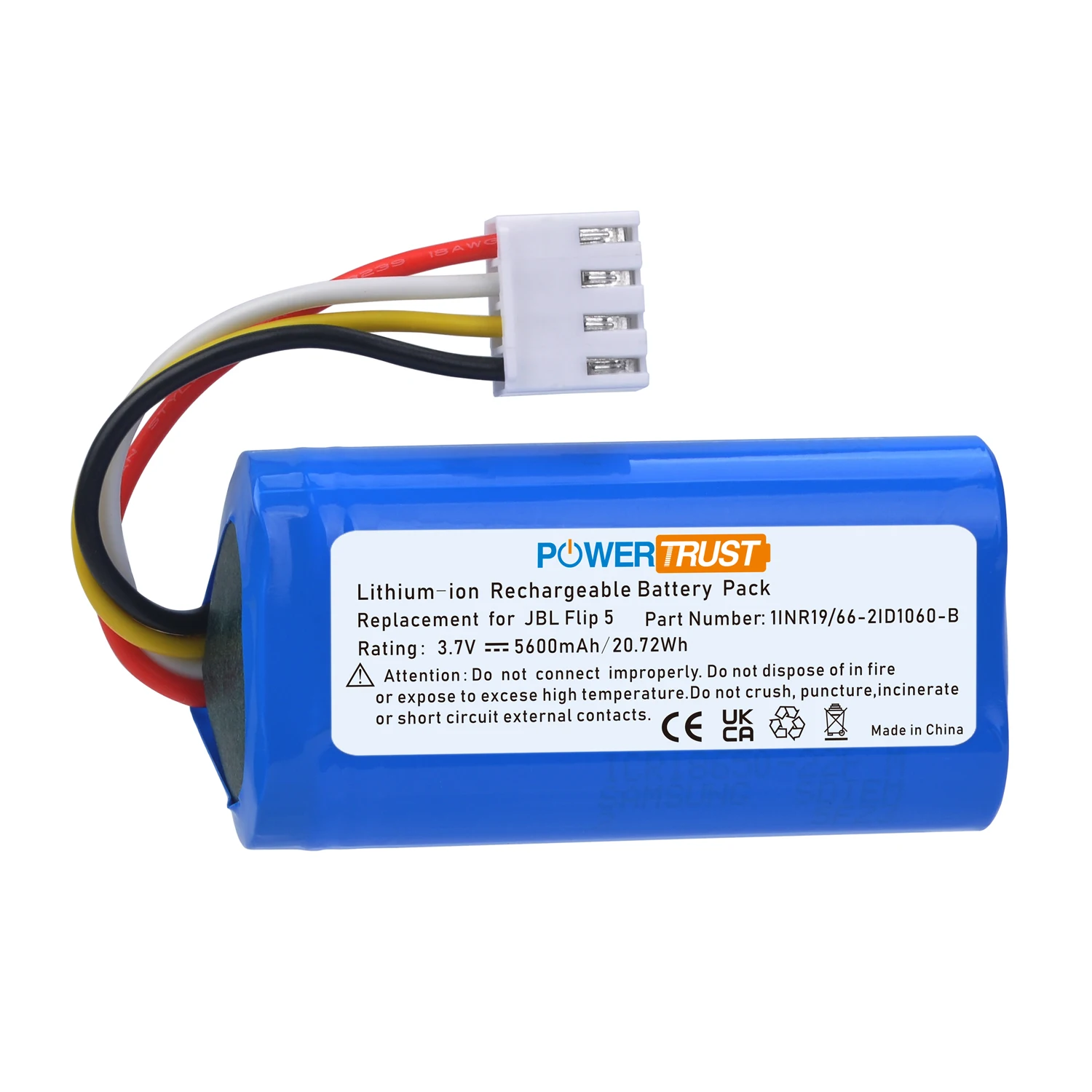 PowerTrust 5600mAh Replacement Battery for JBL Flip 5 JBLFLIP5WHTAM Speaker Battery 1INR19/66-2 ID1060-B
PowerTrust 5600mAh Replacement Battery for JBL Flip 5 JBLFLIP5WHTAM Speaker Battery 1INR19/66-2 ID1060-B
