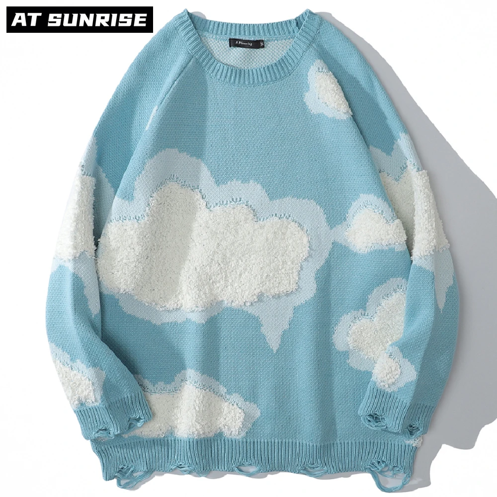 Knitted Sweater Mens Hip Hop Streetwear Harajuku Clouds pattern Casual anime sweater Autumn Winter Cotton oversized Pullover
Knitted Sweater Mens Hip Hop Streetwear Harajuku Clouds pattern Casual anime sweater Autumn Winter Cotton oversized Pullover
