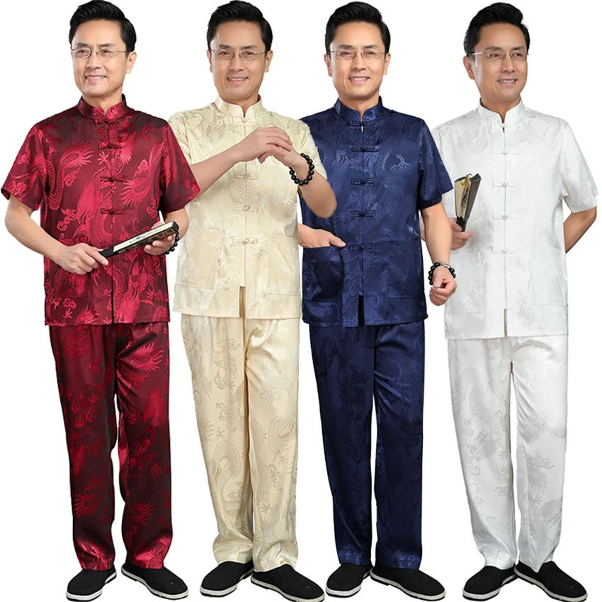 Traditional Chinese Clothing for Men Tang Suit Long Sleeve Print Dragon Silk China Style Hanfu Shirt Top Clothes+Pants Set
Traditional Chinese Clothing for Men Tang Suit Long Sleeve Print Dragon Silk China Style Hanfu Shirt Top Clothes+Pants Set