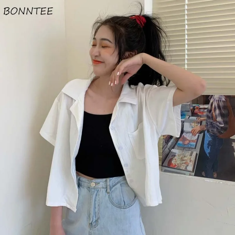Shirts Women Solid Summer Thin White New Fashion Design French Pockets Simple Crop Top Tunic Sweet Mujer Harajuku Casual Notched
Shirts Women Solid Summer Thin White New Fashion Design French Pockets Simple Crop Top Tunic Sweet Mujer Harajuku Casual Notched