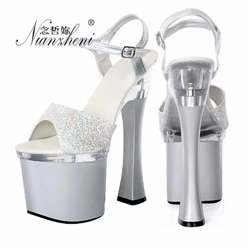 Glitter bride wedding shoessandals 18cm High heeled shoes 7 inches Spool heels Thick platform Pole dancing Stripper stage summer
Glitter bride wedding shoessandals 18cm High heeled shoes 7 inches Spool heels Thick platform Pole dancing Stripper stage summer
