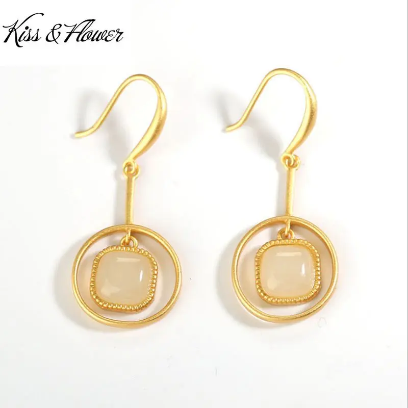 KISS&FLOWER ER90 Fine Jewelry Wholesale Fashion Woman Girl Bride Birthday Wedding Gift Vintage Round Jade24KT Gold Drop Earrings
KISS&FLOWER ER90 Fine Jewelry Wholesale Fashion Woman Girl Bride Birthday Wedding Gift Vintage Round Jade24KT Gold Drop Earrings