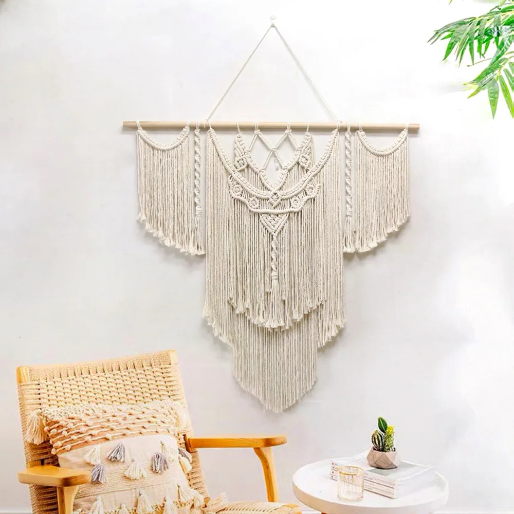 New Nordic Style Hand-woven Tassels Macrame Tapestry Wall Hanging With Wooden Stick Bohemian Wall Decoration Wedding Background
New Nordic Style Hand-woven Tassels Macrame Tapestry Wall Hanging With Wooden Stick Bohemian Wall Decoration Wedding Background