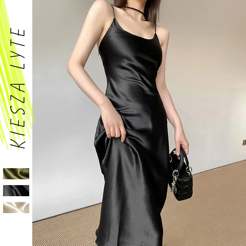 Women Dresses Summer 2022 Shiny Satin Spaghetti Strap Green Champagne Black Sexy Elegant French Dress Vestidos De Mujer
Women Dresses Summer 2022 Shiny Satin Spaghetti Strap Green Champagne Black Sexy Elegant French Dress Vestidos De Mujer