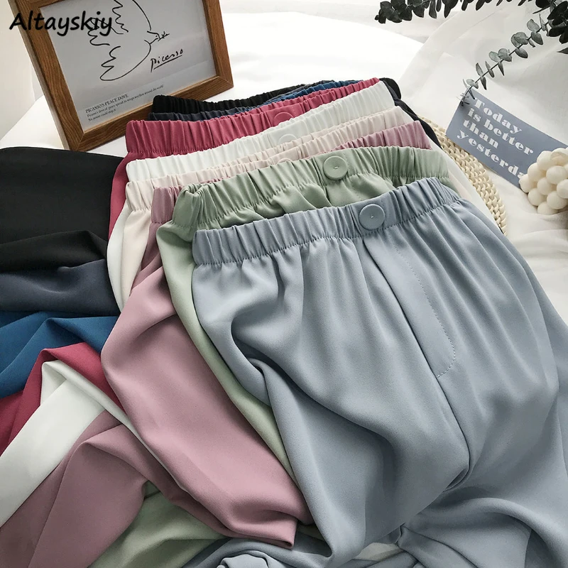 Pants Women Summer Korean Style Baggy High Waisted Ice Fabric Fashion Casual Office Ladies Trousers Students Straight Simple
Pants Women Summer Korean Style Baggy High Waisted Ice Fabric Fashion Casual Office Ladies Trousers Students Straight Simple
