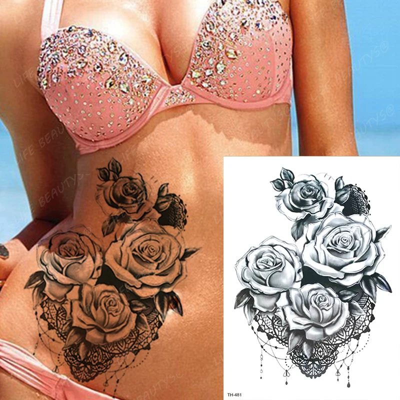 Fashion Beauty Women Black Rose Temporary Tattoo Flower Waterproof Girl Cool Body Art Sleeve Large Fake Arm Flash Stickers
Fashion Beauty Women Black Rose Temporary Tattoo Flower Waterproof Girl Cool Body Art Sleeve Large Fake Arm Flash Stickers