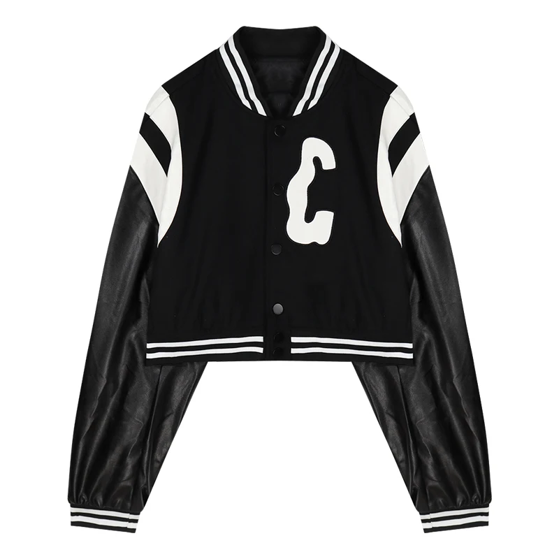 Casual Short Baseball Uniform Jacket Female 2021 Spring Autumn Vibe American Retro Loose Black Jacket Streetwear Oversized Coat
Casual Short Baseball Uniform Jacket Female 2021 Spring Autumn Vibe American Retro Loose Black Jacket Streetwear Oversized Coat