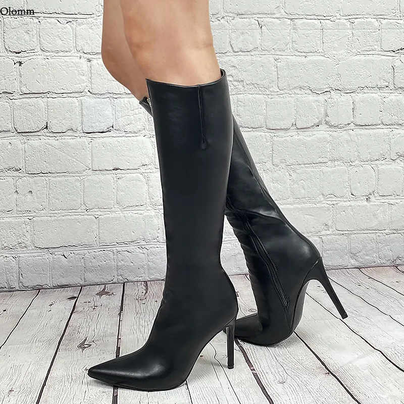 Olomm Handmade Women Knee High Boots Side Zipper Stiletto Heel Boots Pointed Toe Black Casual Shoes Women Plus US Size 5-15
Olomm Handmade Women Knee High Boots Side Zipper Stiletto Heel Boots Pointed Toe Black Casual Shoes Women Plus US Size 5-15