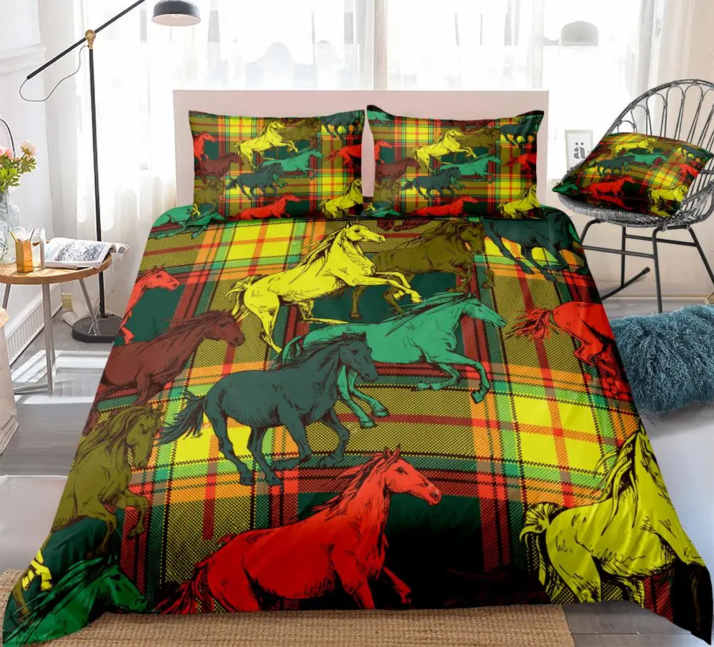 Colorful Horses Duvet Cover Set Running Horses on Checkered Bedding Animal Quilt Cover Queen 3pcs Horses Bed Set Teens Dropship
Colorful Horses Duvet Cover Set Running Horses on Checkered Bedding Animal Quilt Cover Queen 3pcs Horses Bed Set Teens Dropship