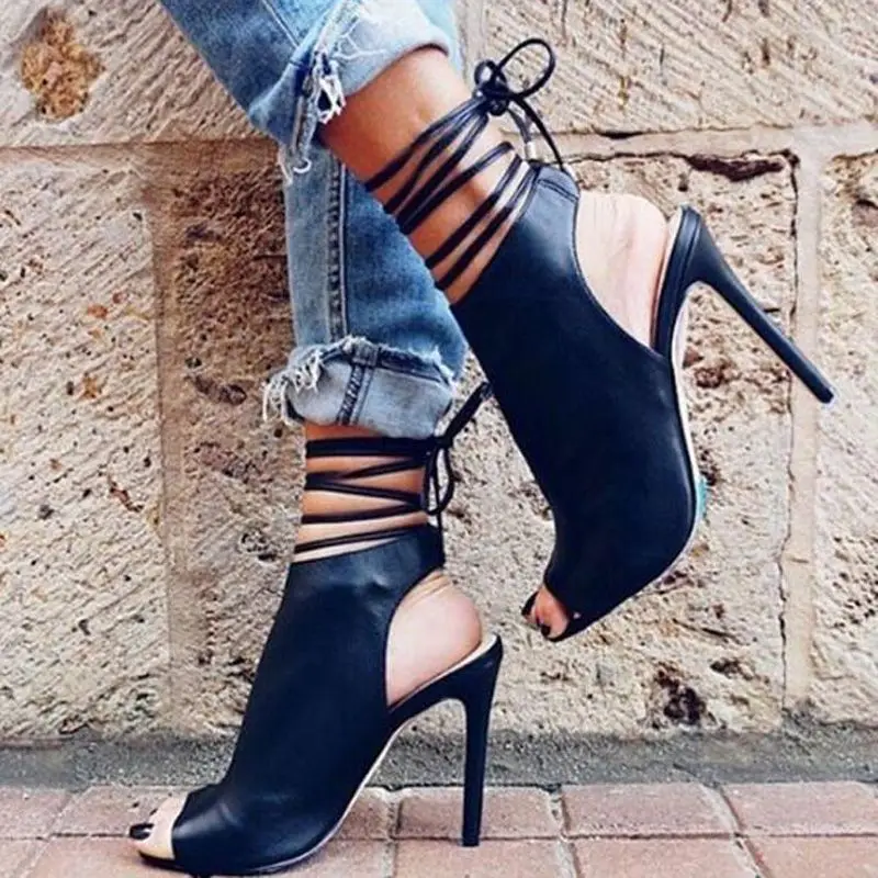 Lace Up Ankle Peep Toe Boots High Heels Slingback Patent Leather Wrap Summer Sandal Boots Women Sexy Dress Party Shoes
Lace Up Ankle Peep Toe Boots High Heels Slingback Patent Leather Wrap Summer Sandal Boots Women Sexy Dress Party Shoes
