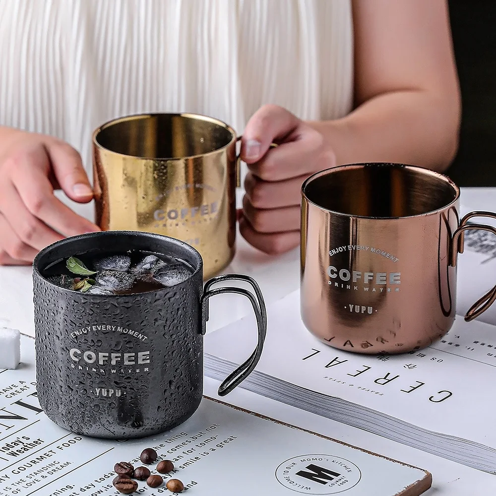 Nordic industrial style 304 stainless steel coffee cup milk cup retro mug with lid tea cup
Nordic industrial style 304 stainless steel coffee cup milk cup retro mug with lid tea cup