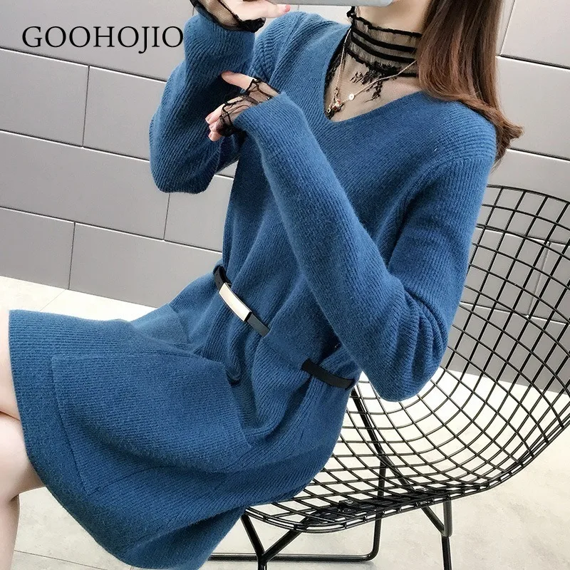 GOOHOJIO 2021 V-neck Long Sleeve Sweater Dress Women Autumn Winter Loose Tunic Knitted Casual Pink Gray Clothes Solid Dresses
GOOHOJIO 2021 V-neck Long Sleeve Sweater Dress Women Autumn Winter Loose Tunic Knitted Casual Pink Gray Clothes Solid Dresses