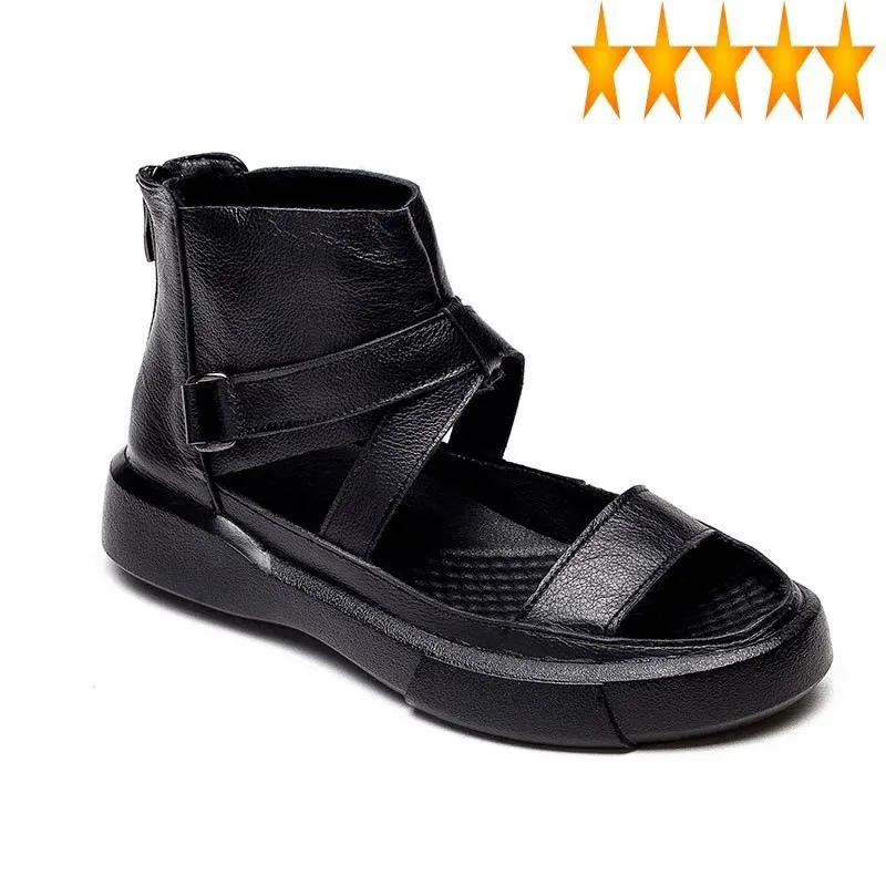 Platform Thick Bottom Fashion Summer Genuine Leather Sandal Solid Color Hollow Out Open Toe Zipper High-Top Women Shoes
Platform Thick Bottom Fashion Summer Genuine Leather Sandal Solid Color Hollow Out Open Toe Zipper High-Top Women Shoes